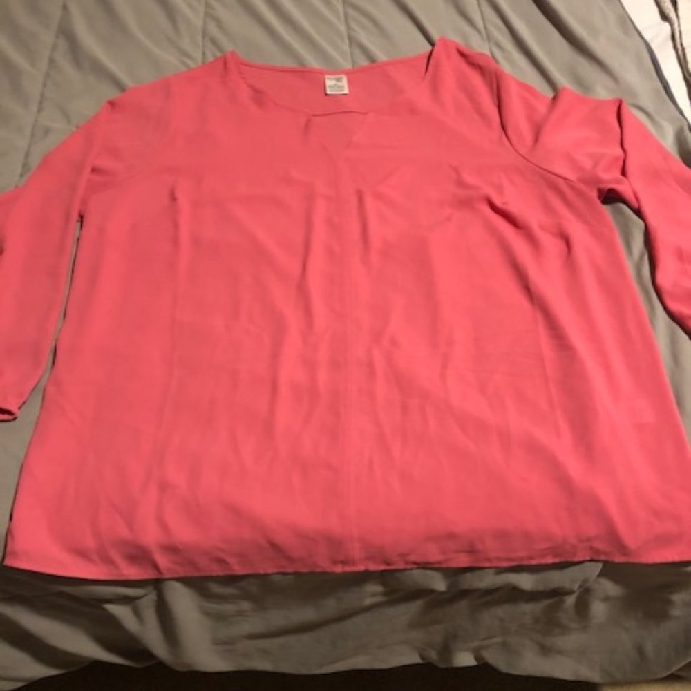 Peach long sleeve blouse-Size 1X